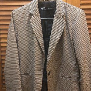 Zara Tailored Houndstooth Blazer